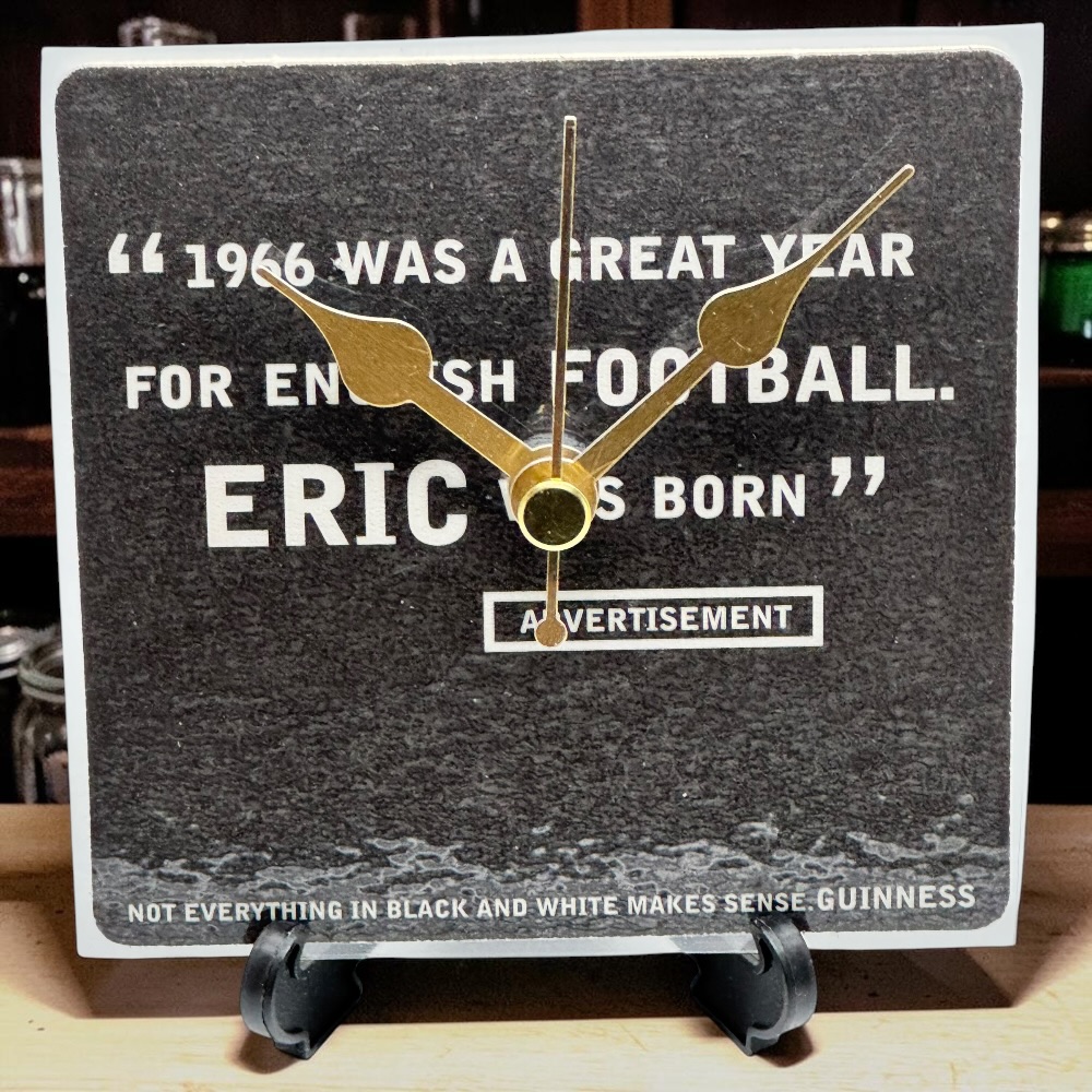 Upcycled Novelty Guinness Beer Mat Clock With Display Stand – Design 33