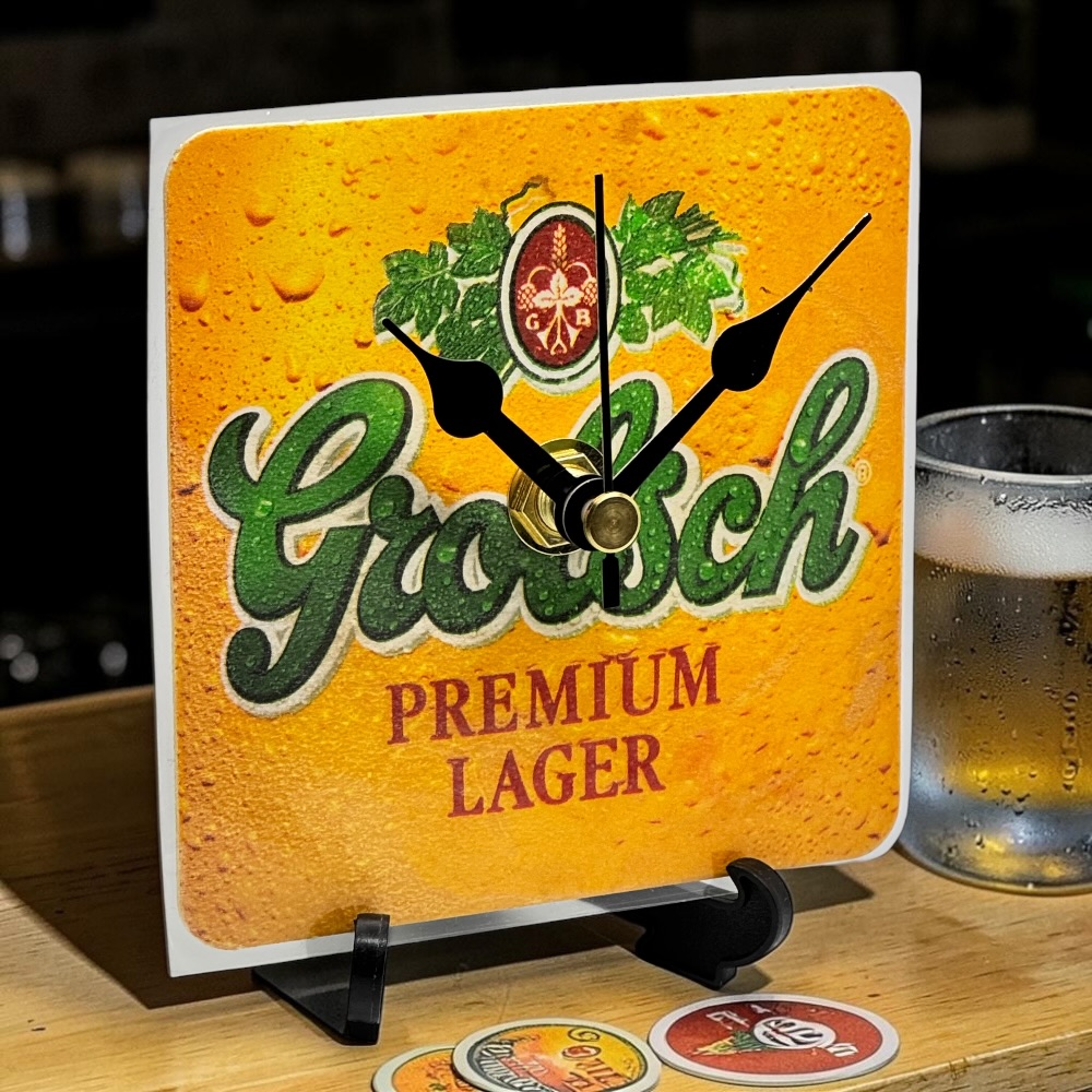 Novelty Beer Mat Clocks With Display Stand – Grolsch