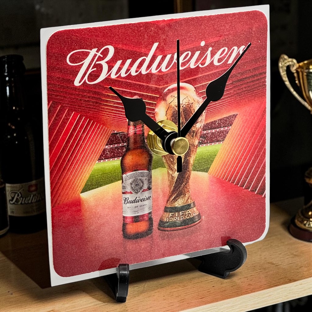 Novelty Beer Mat Clocks With Display Stand – Budweiser 03