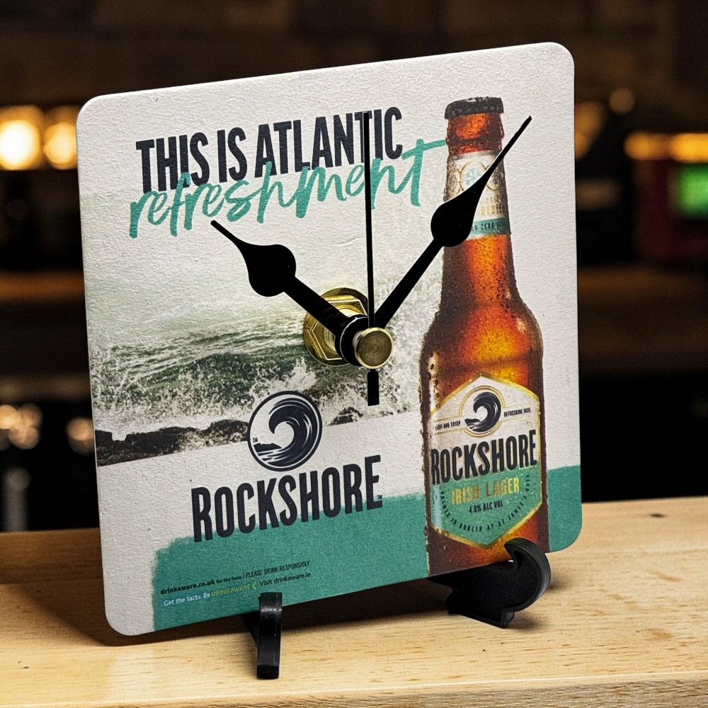Novelty Beer Mat Clocks With Display Stand – Rockshore 01