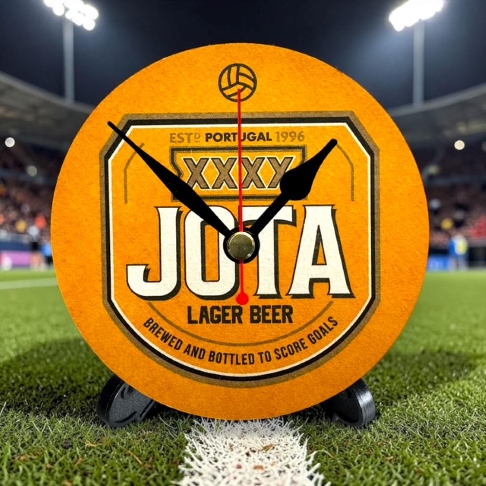 Wolves Novelty Upcycled Beer Mat Clocks With Display Stand – Jota