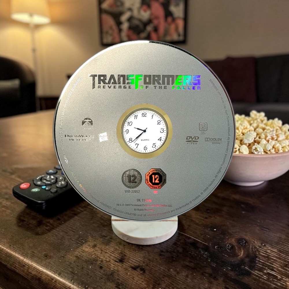 Transformers Novelty Desktop DVD Clock With Fixed Gold Insert