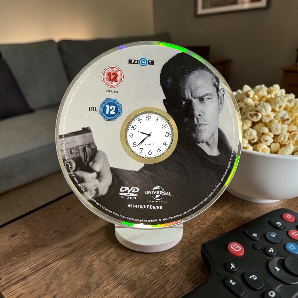 Jason Bourne Novelty Desktop DVD Clock With Fixed Gold Insert