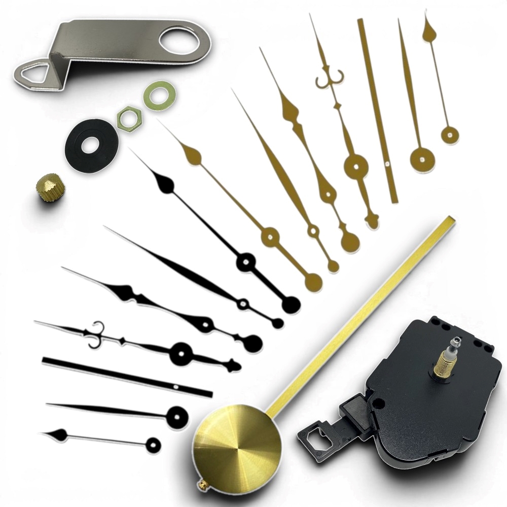 High Torque Screw-Fit Pendulum Clock Mechanism With Compatible Extra-Long Hands and Pendulum Rod & Bob