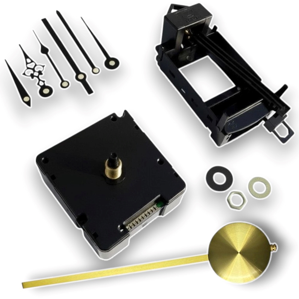Radio Controlled Ticking Quartz Clock Movement Mechanism With Pendulum Drive, Metal Hands And Rod & Bob – Sheng Bang HD-1668