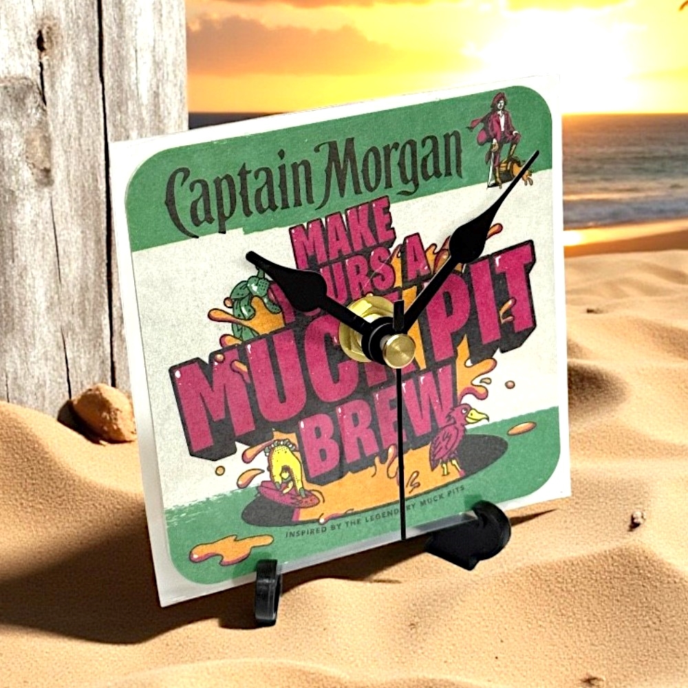 Captain Morgan Novelty Beer Mat Clocks With Display Stand