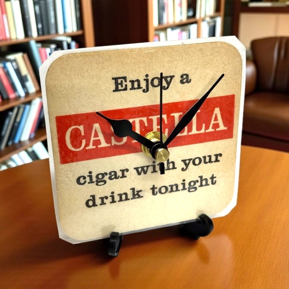 Castella Novelty Beer Mat Clocks With Display Stand