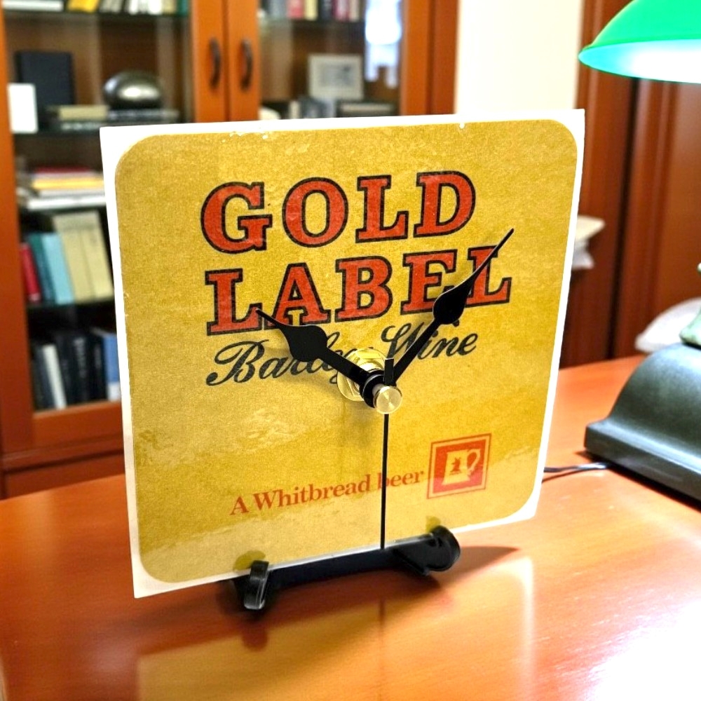 Gold Label Barley Wine Novelty Beer Mat Clocks With Display Stand
