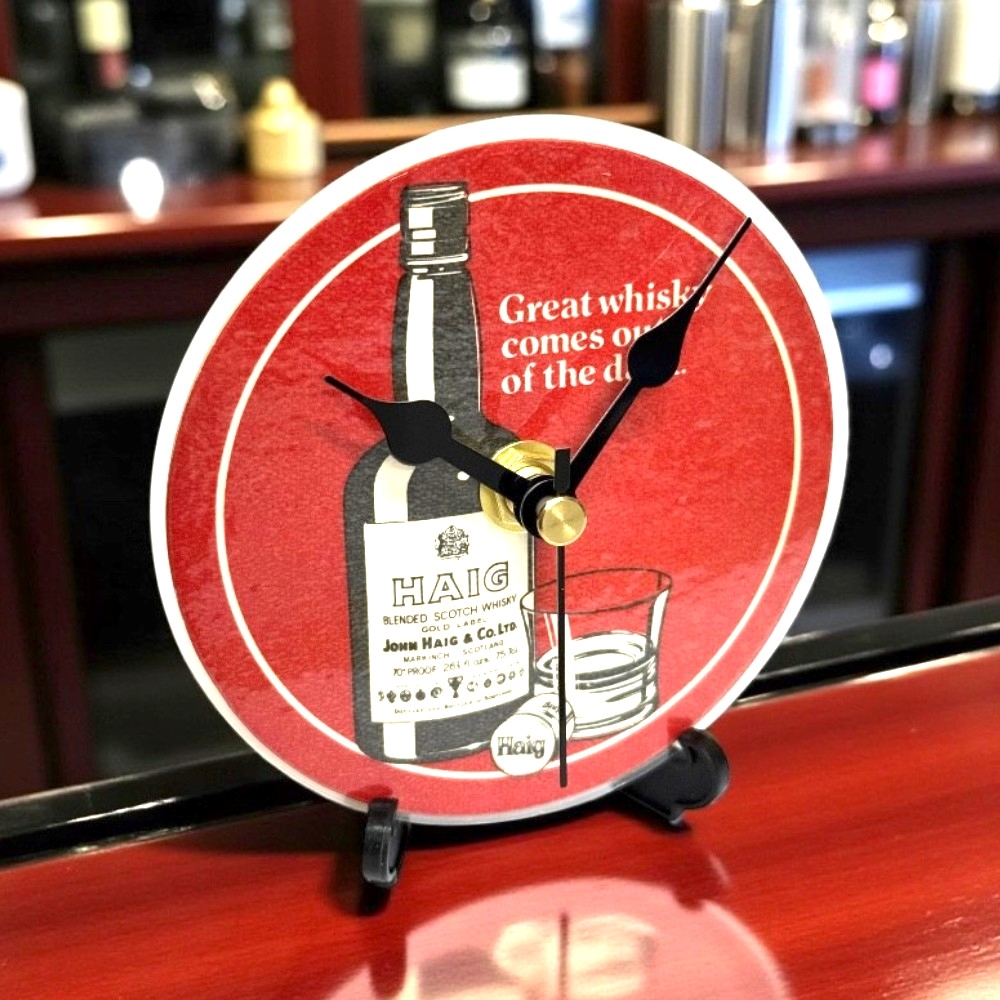 Haig Whisky Novelty Beer Mat Clocks With Display Stand