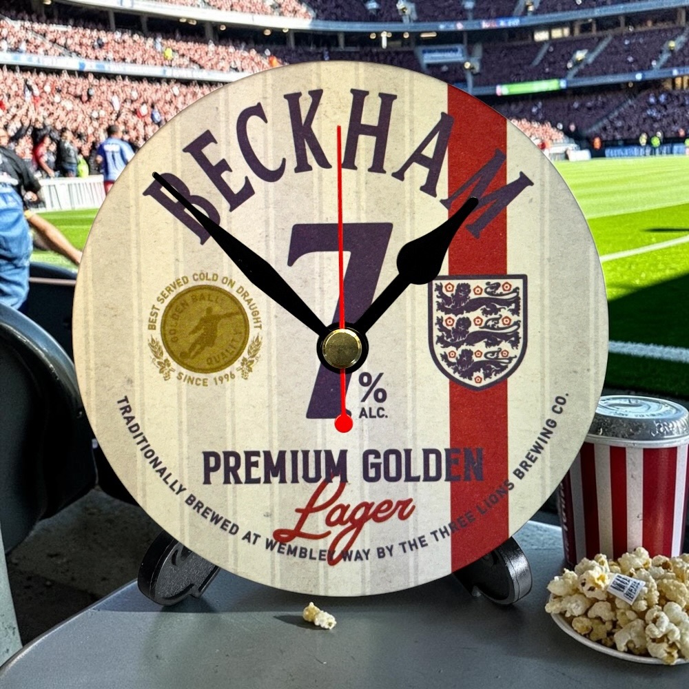 England Novelty Upcycled Beer Mat Clocks With Display Stand – Beckham