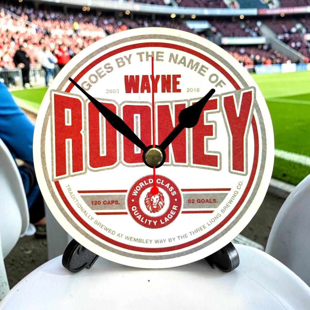 England Novelty Upcycled Beer Mat Clocks With Display Stand – Rooney