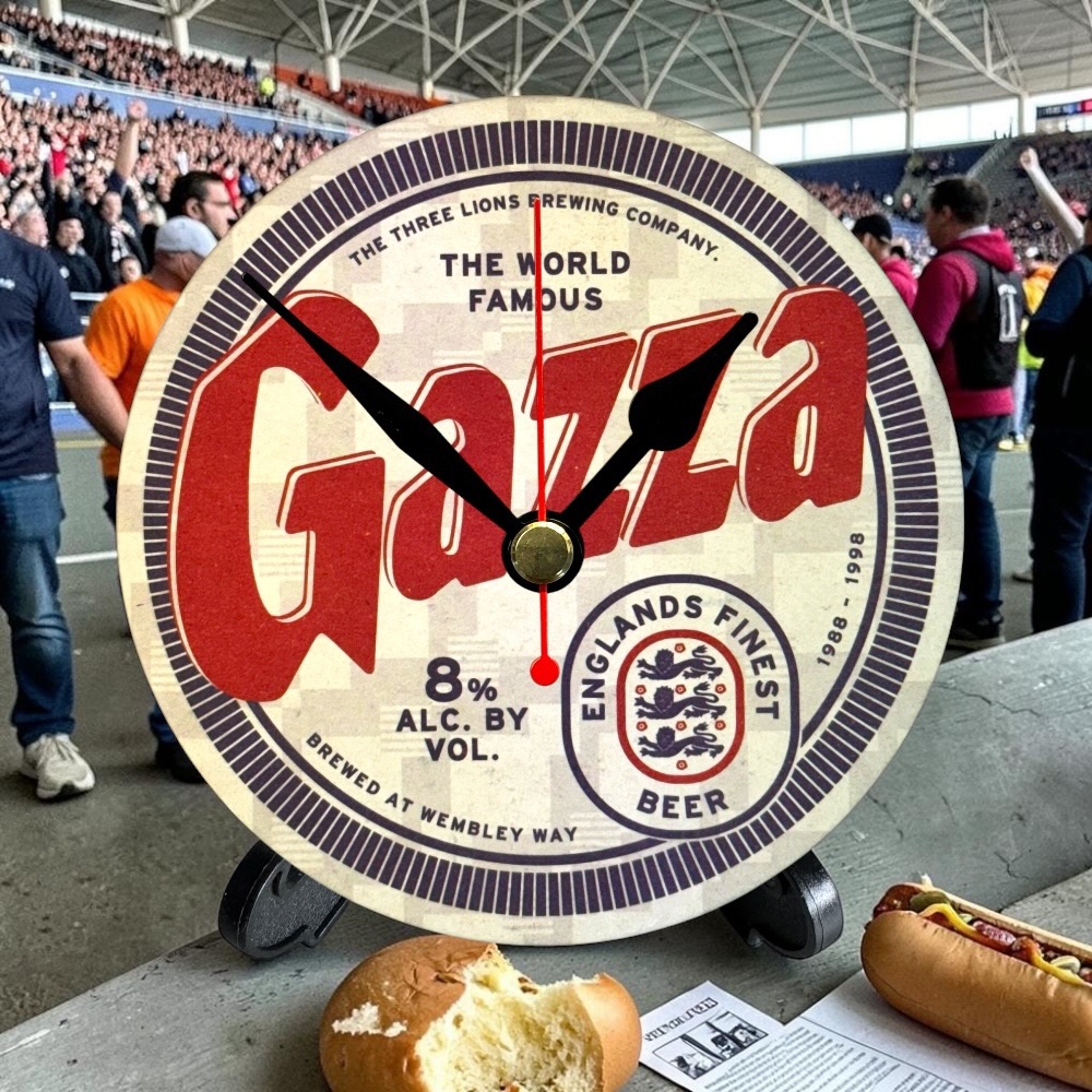 England Novelty Upcycled Beer Mat Clocks With Display Stand – Gazza