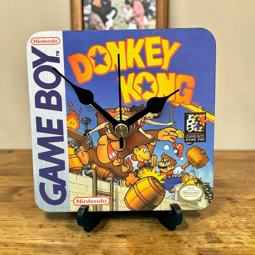 Upcycled Handmade Wooden Gameboy Coaster Clock  - Donkey Kong