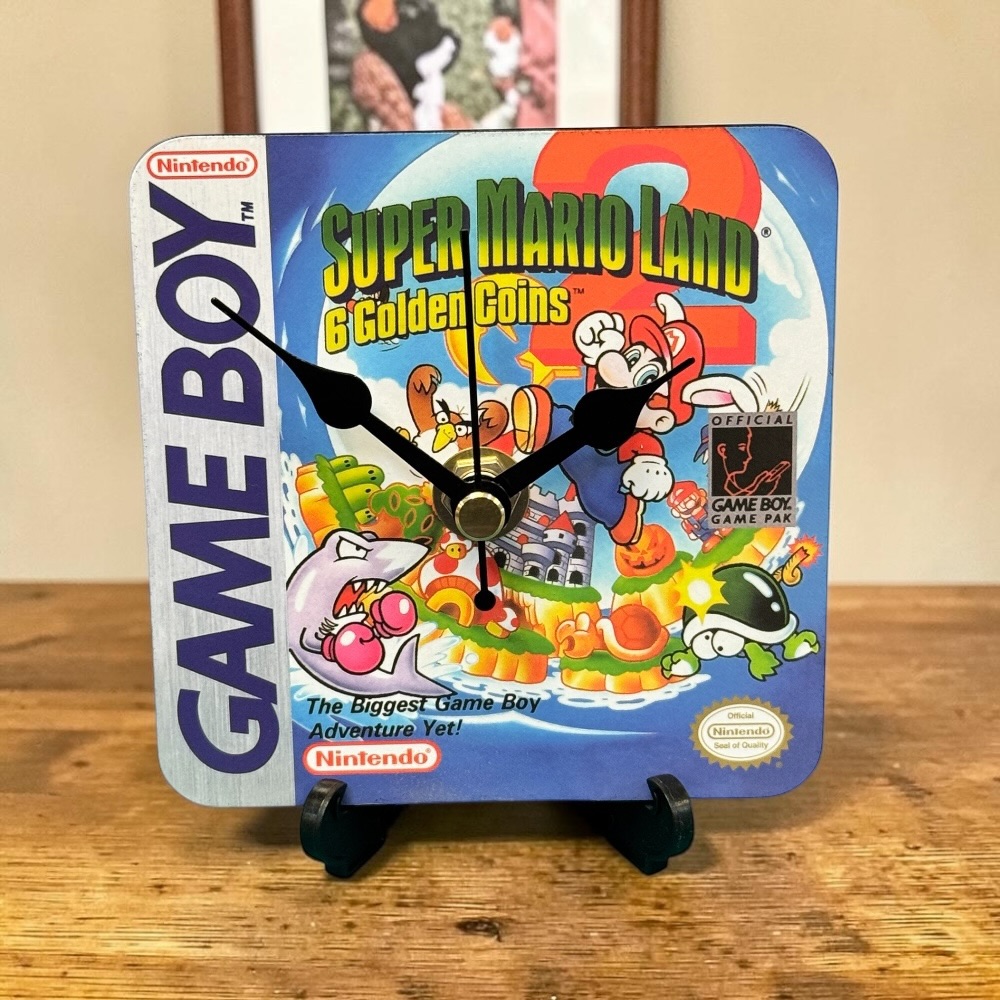 Upcycled Handmade Wooden Gameboy Coaster Clock  - Super Mario Land 2
