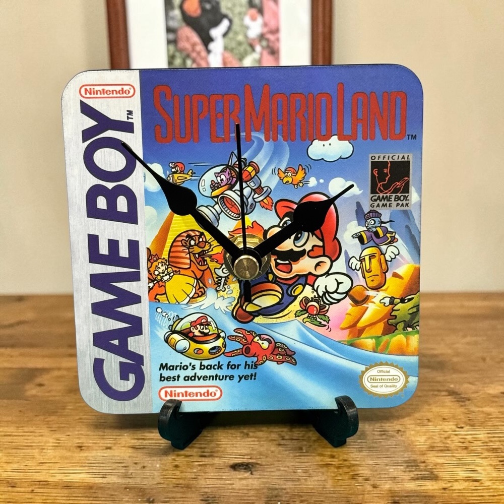 Upcycled Handmade Wooden Gameboy Coaster Clock  - Super Mario Land