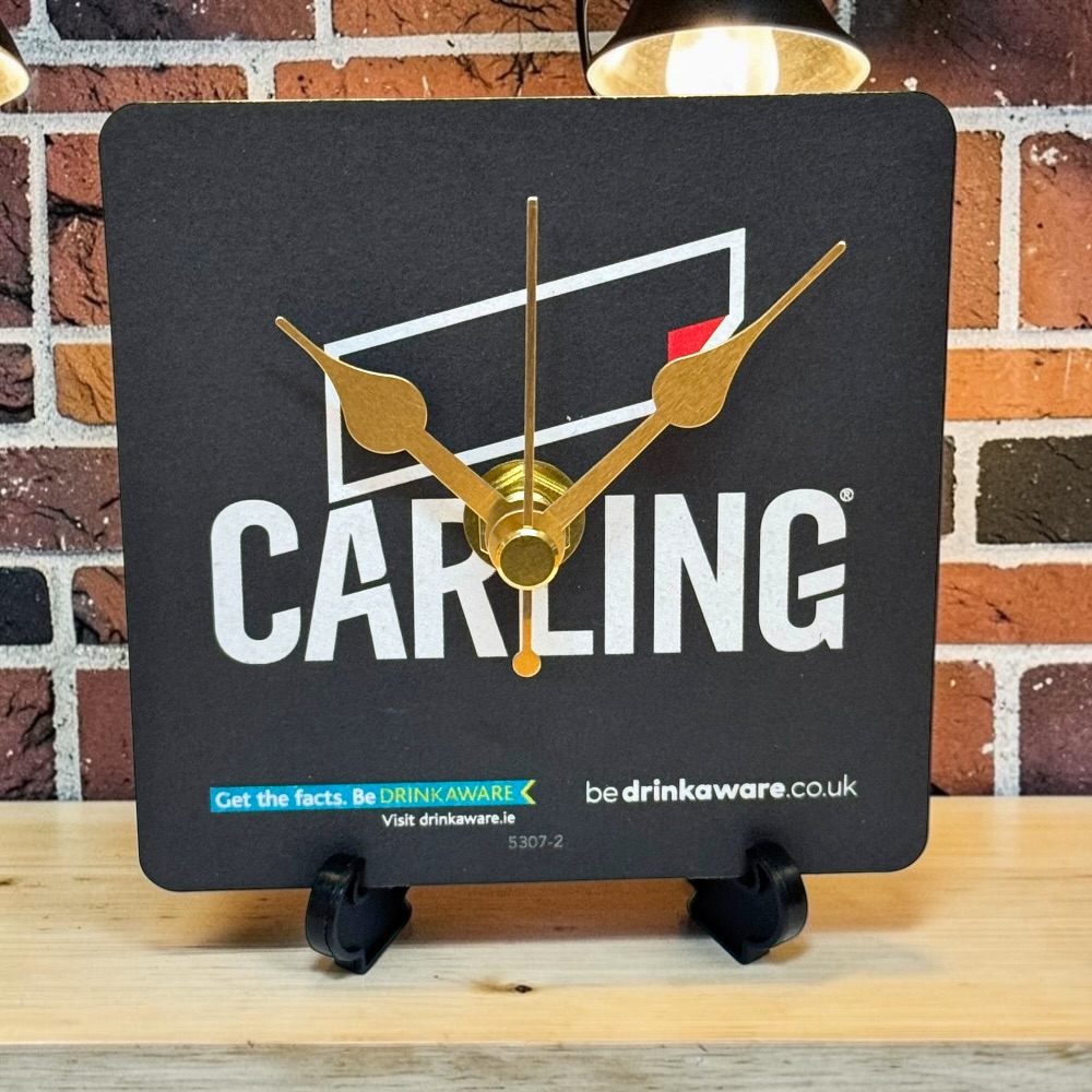 Novelty Beer Mat Clocks With Display Stand – Carling 06