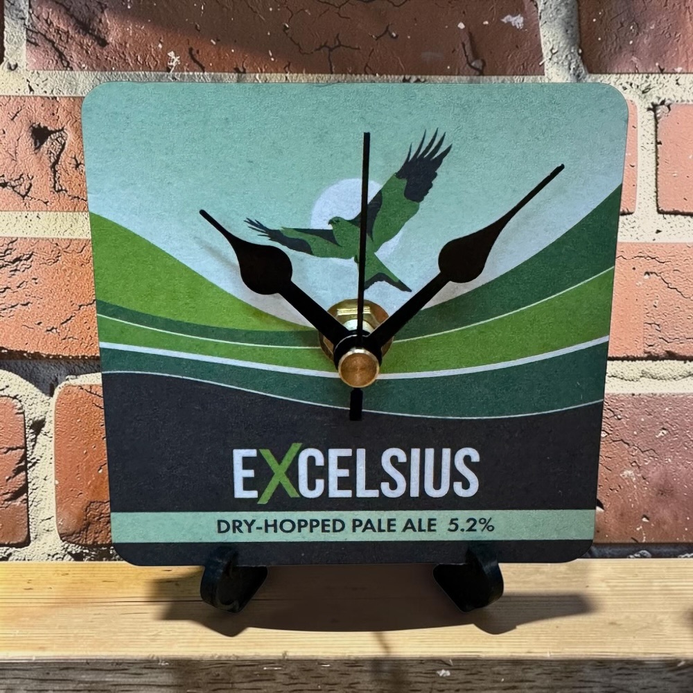 Upcycled Novelty Beer Mat Clock With Display Stand - Excelsius