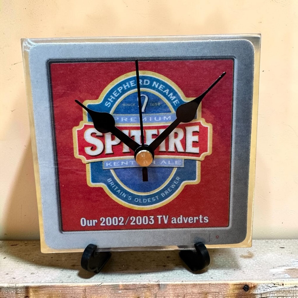 Upcycled Novelty Beer Mat Clock With Display Stand - Spitfire Design 1