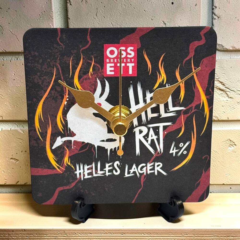 Novelty Beer Mat Clocks With Display Stand – Hell Rat