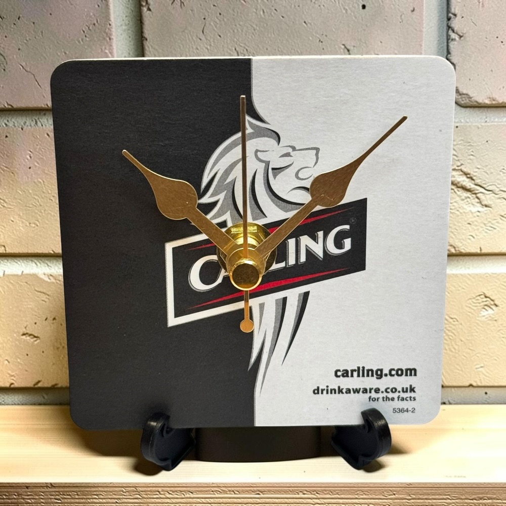 Novelty Beer Mat Clocks With Display Stand – Carling 07