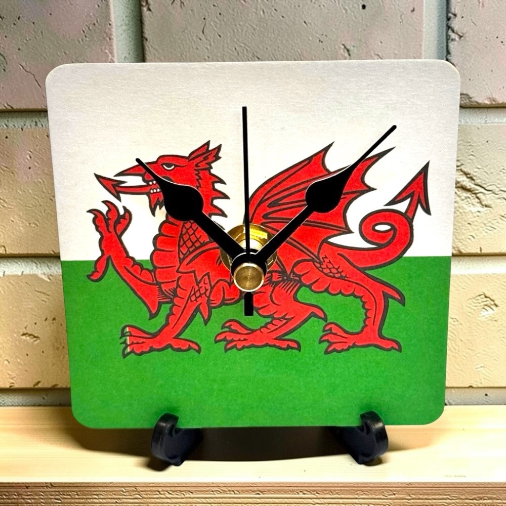 Wales Welsh Novelty Beer Mat Clocks With Display Stand