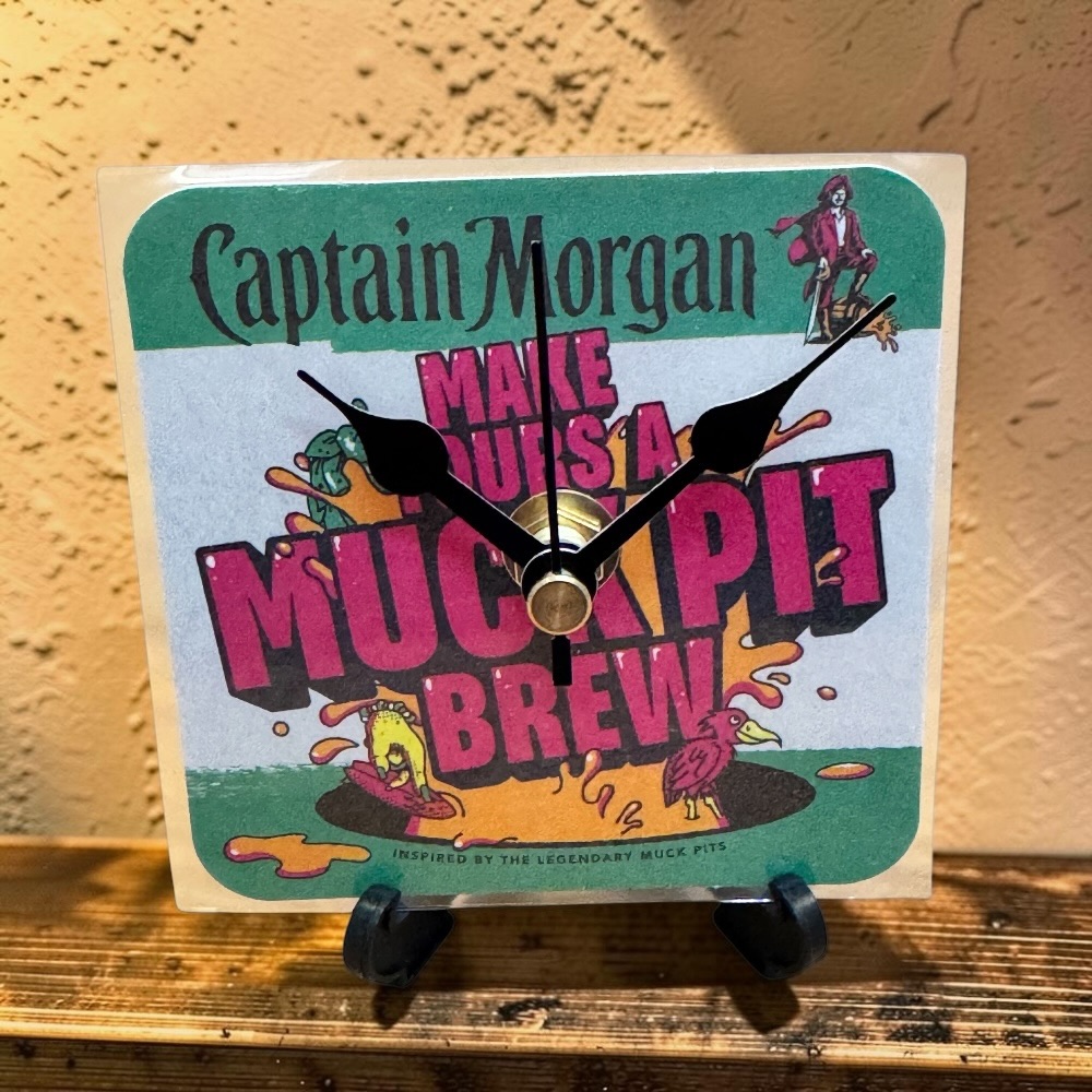 Captain Morgan Novelty Beer Mat Clocks With Display Stand