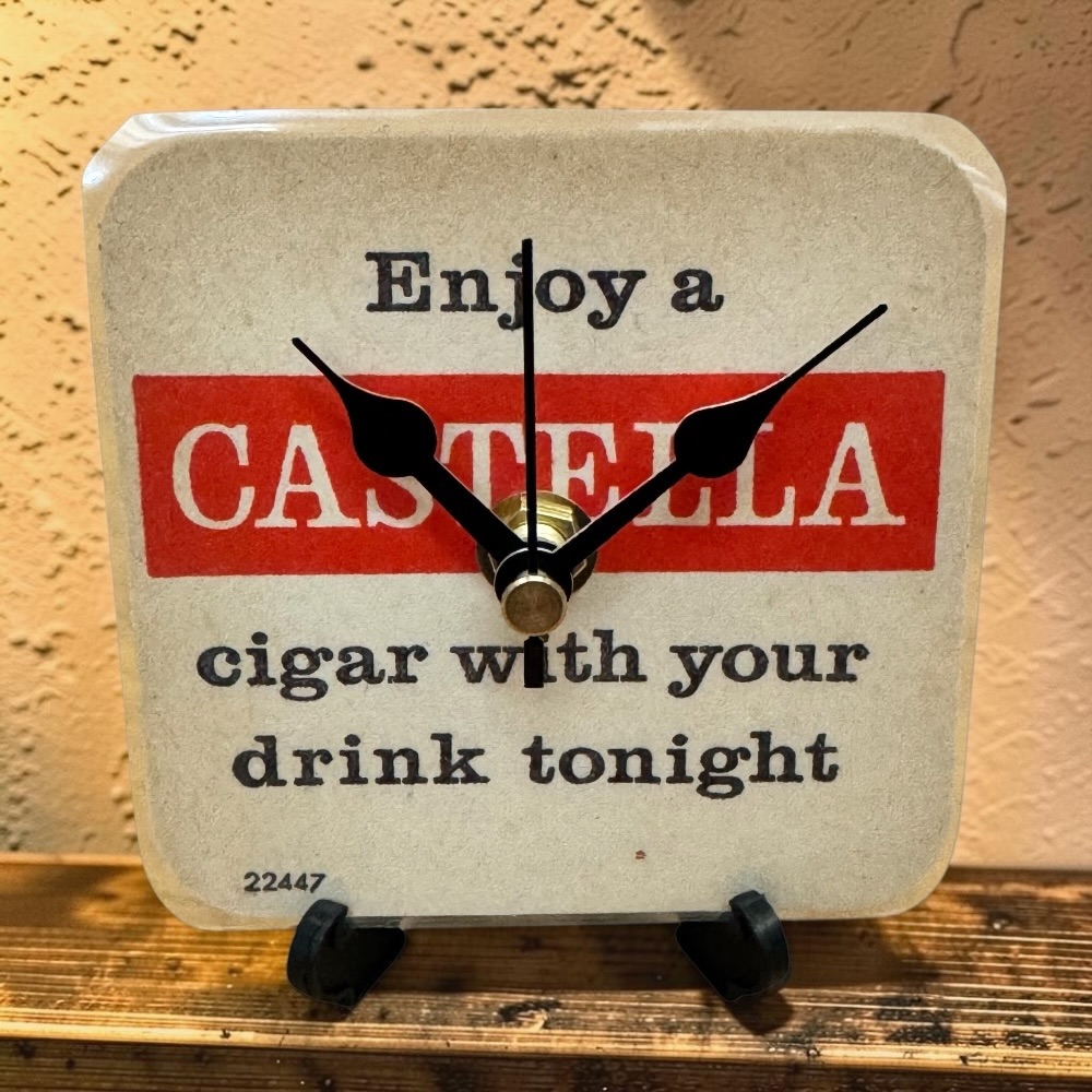 Castella Novelty Beer Mat Clocks With Display Stand