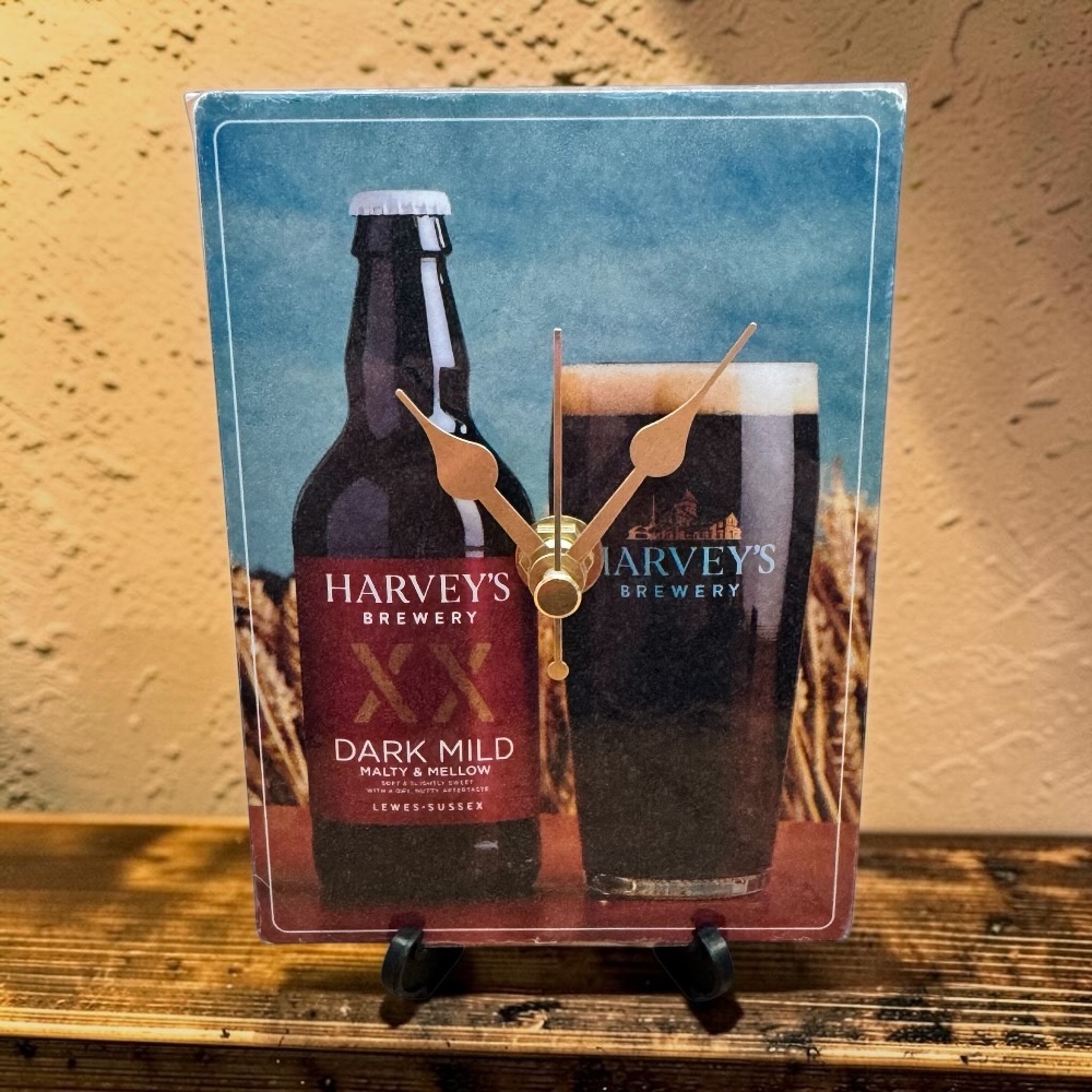 Harvey's Dark Mild Novelty Beer Mat Clocks With Display Stand