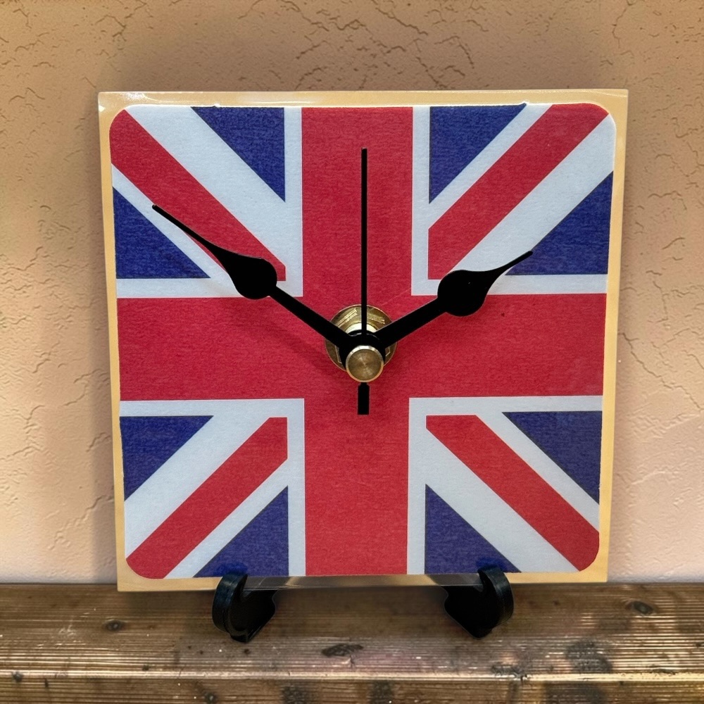 Union Jack Novelty Beer Mat Clocks With Display Stand