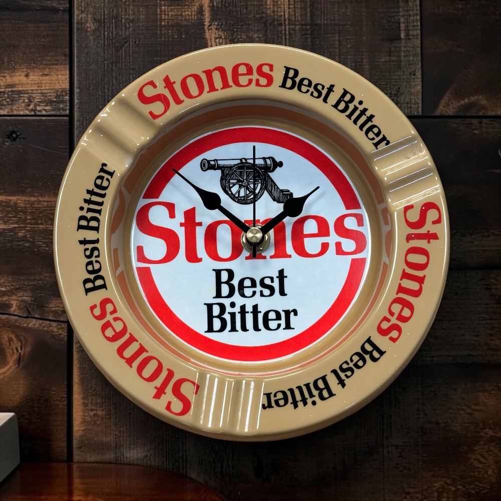 Handmade Upcycled Stones Best Bitter Novelty Ashtray Wall Clock