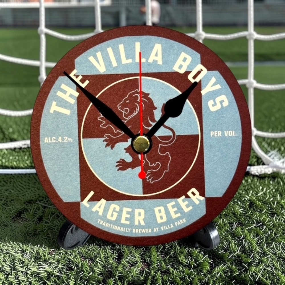Aston Villa Novelty Upcycled Beer Mat Clocks With Display Stand – The Villa Boys