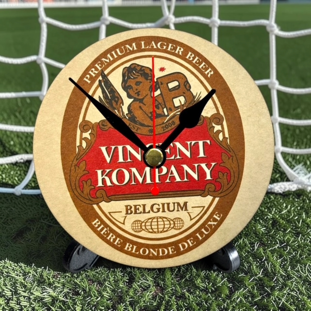 Manchester City Novelty Upcycled Beer Mat Clocks With Display Stand – Vincent Kompany