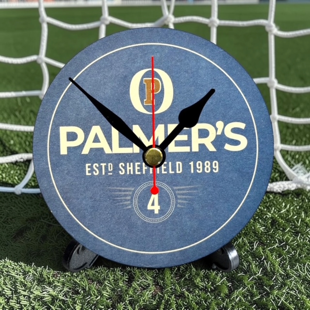 Sheffield Wednesday Novelty Upcycled Beer Mat Clocks With Display Stand – Palmer's