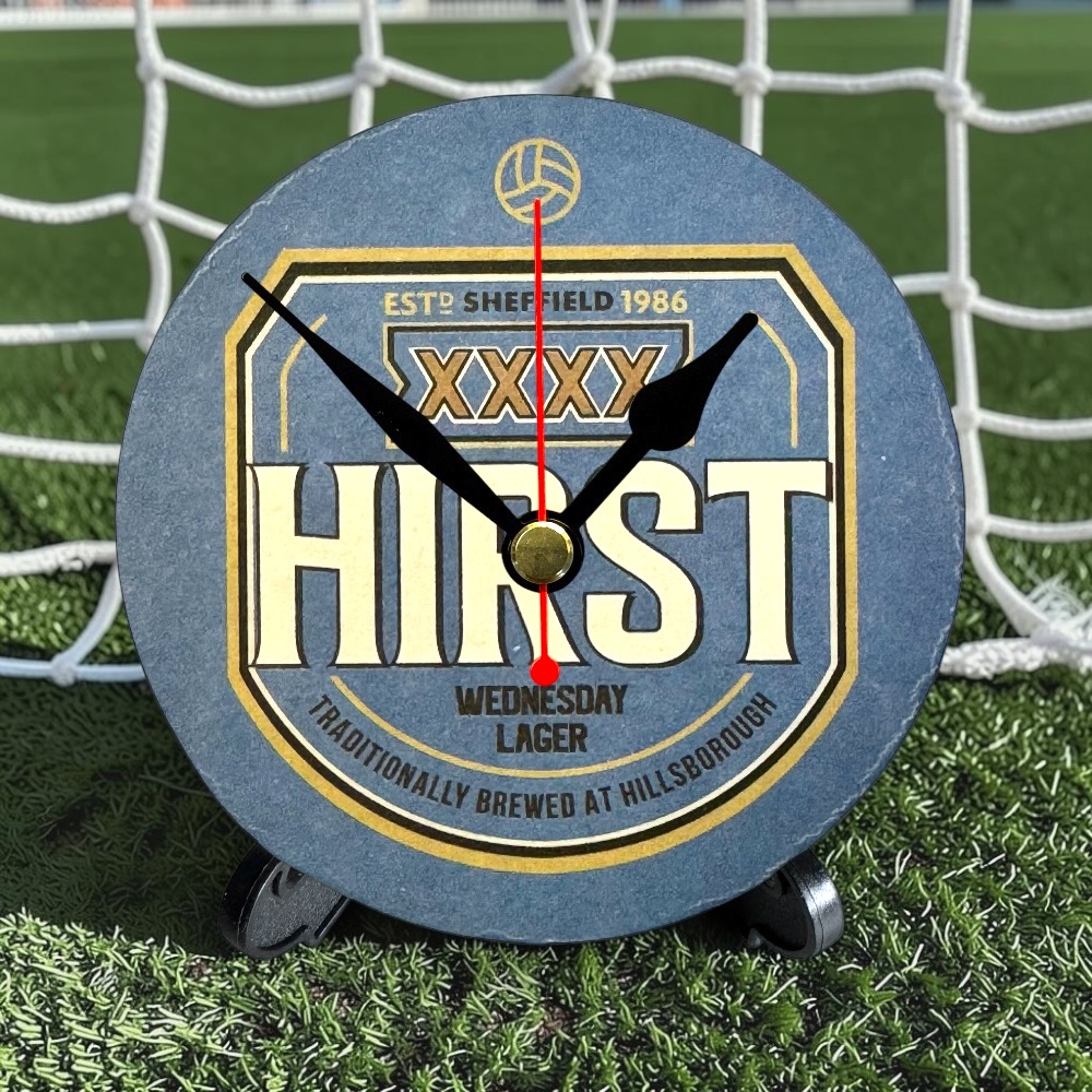 Sheffield Wednesday Novelty Upcycled Beer Mat Clocks With Display Stand – Hirst