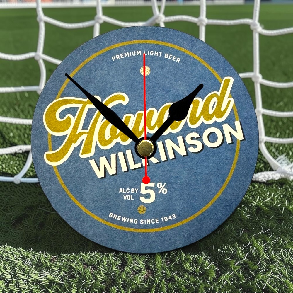 Sheffield Wednesday Novelty Upcycled Beer Mat Clocks With Display Stand – Howard Wilkinson