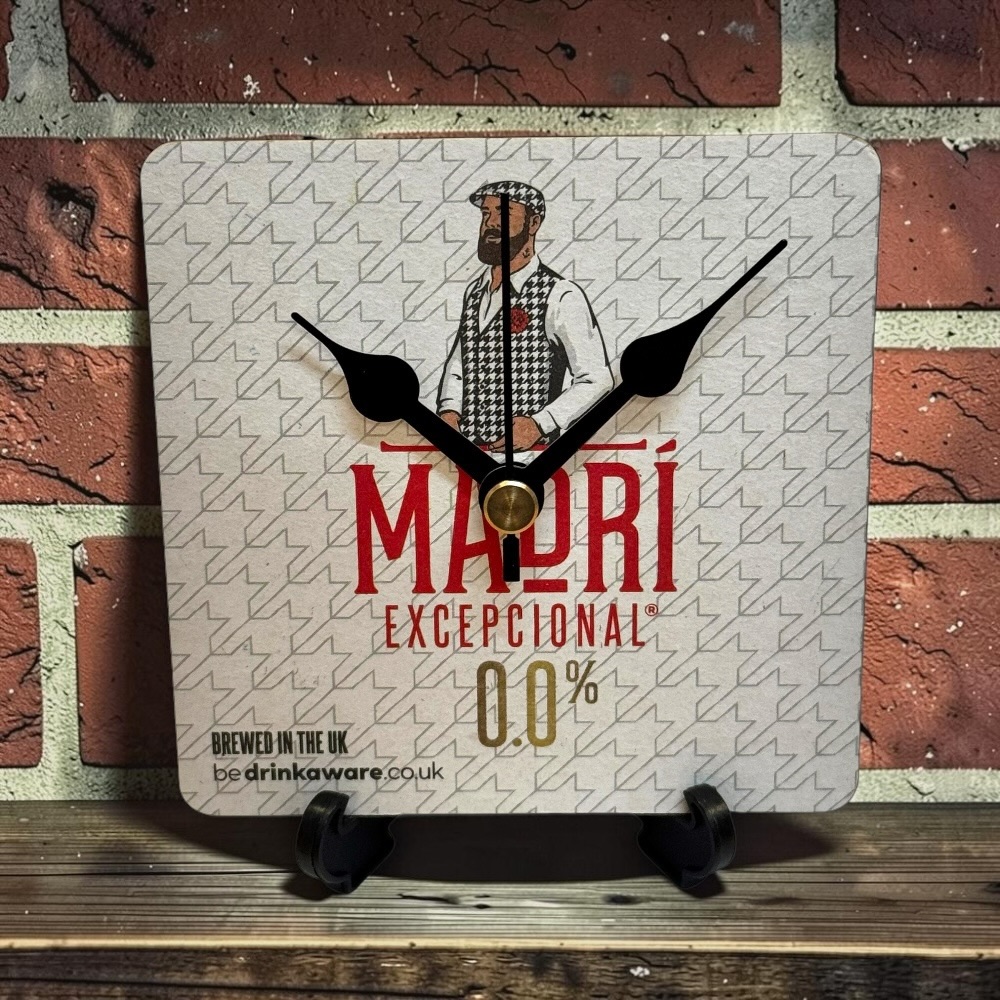 Novelty Beer Mat Clocks With Display Stand – Madri - 01