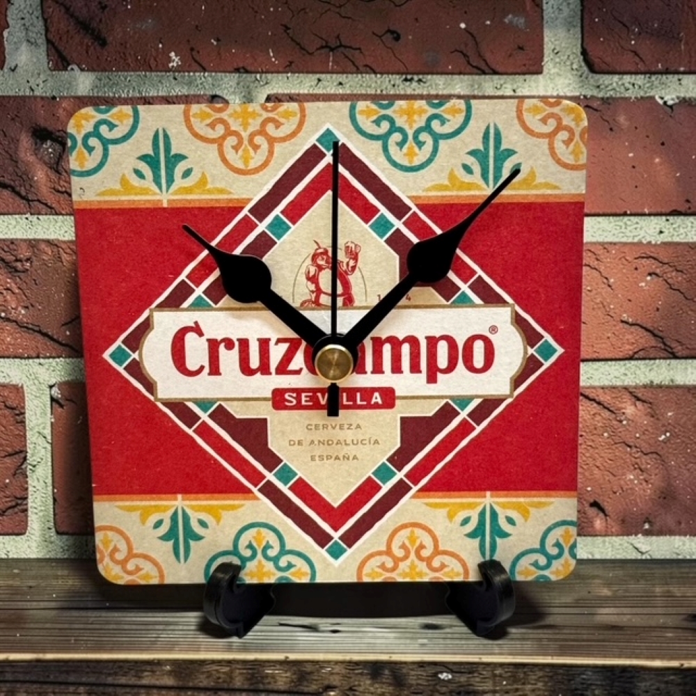 Novelty Beer Mat Clocks With Display Stand – Cruzcampo Diamond