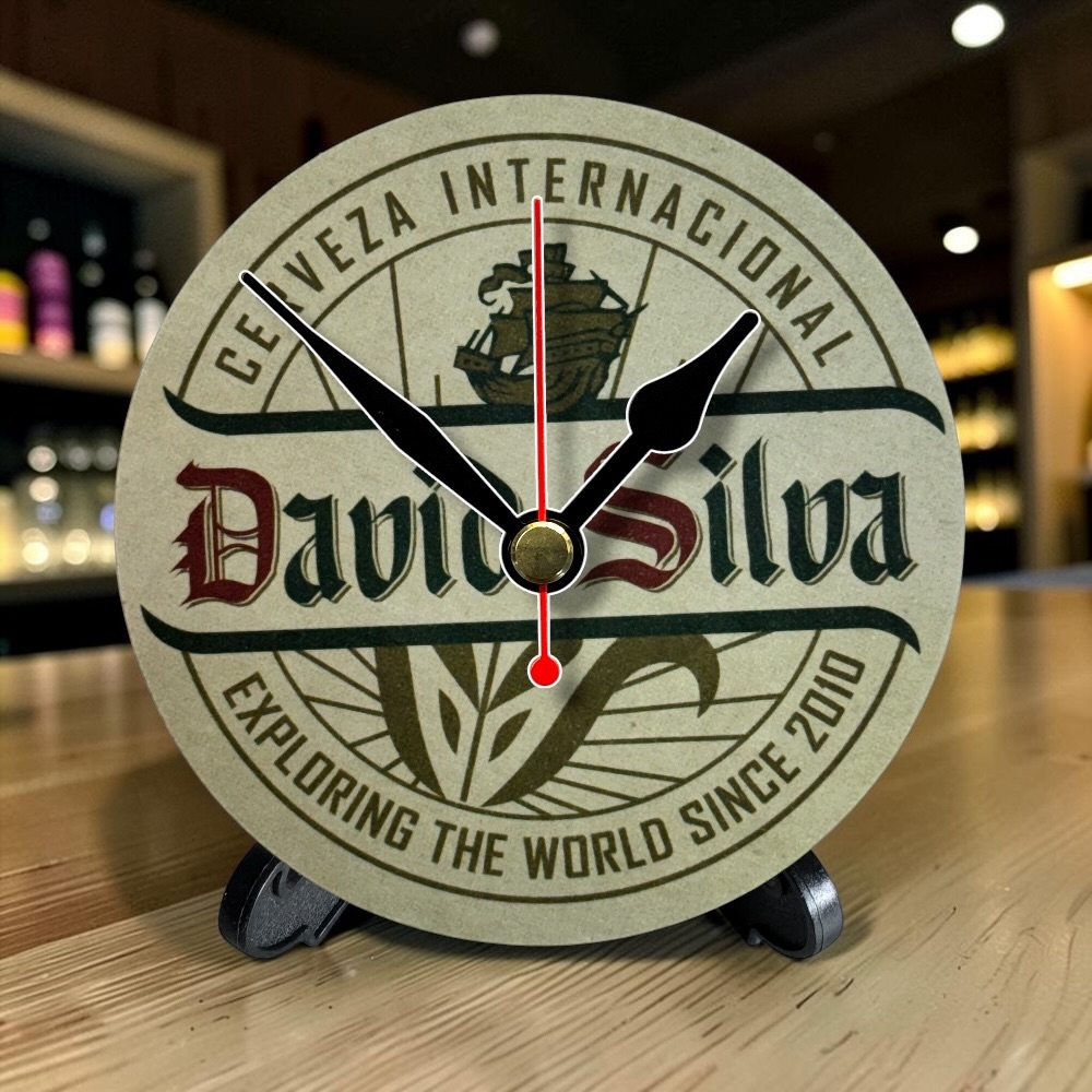 Manchester City Novelty Upcycled Beer Mat Clocks With Display Stand – David Silva