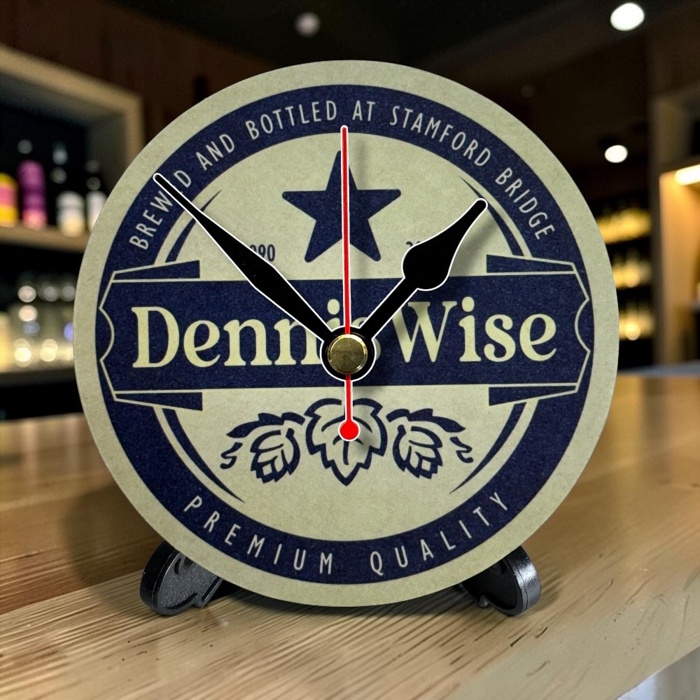 Chelsea Novelty Upcycled Beer Mat Clocks With Display Stand – Dennis Wise