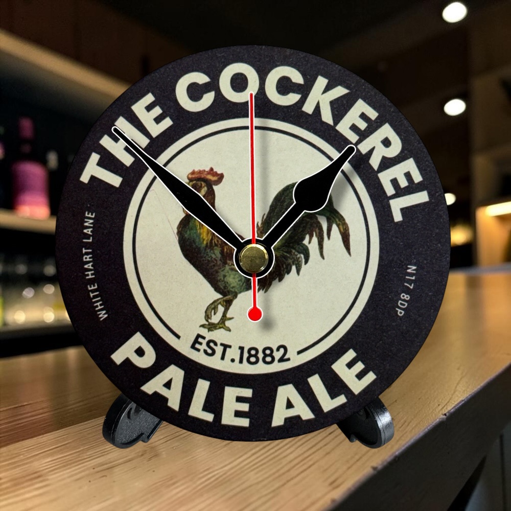 Tottenham Hotspur Novelty Upcycled Beer Mat Clocks With Display Stand – The Cockerel