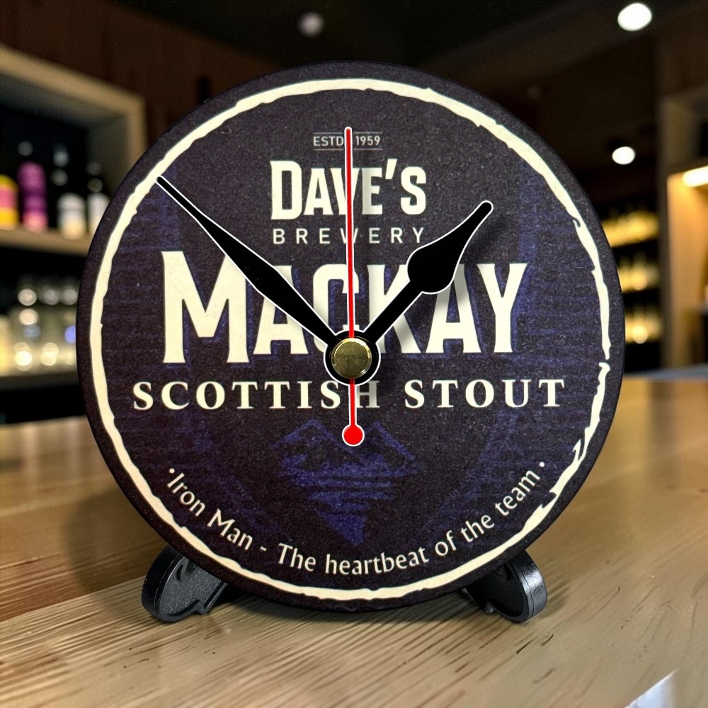 Tottenham Hotspur Novelty Upcycled Beer Mat Clocks With Display Stand – Dave Mackay