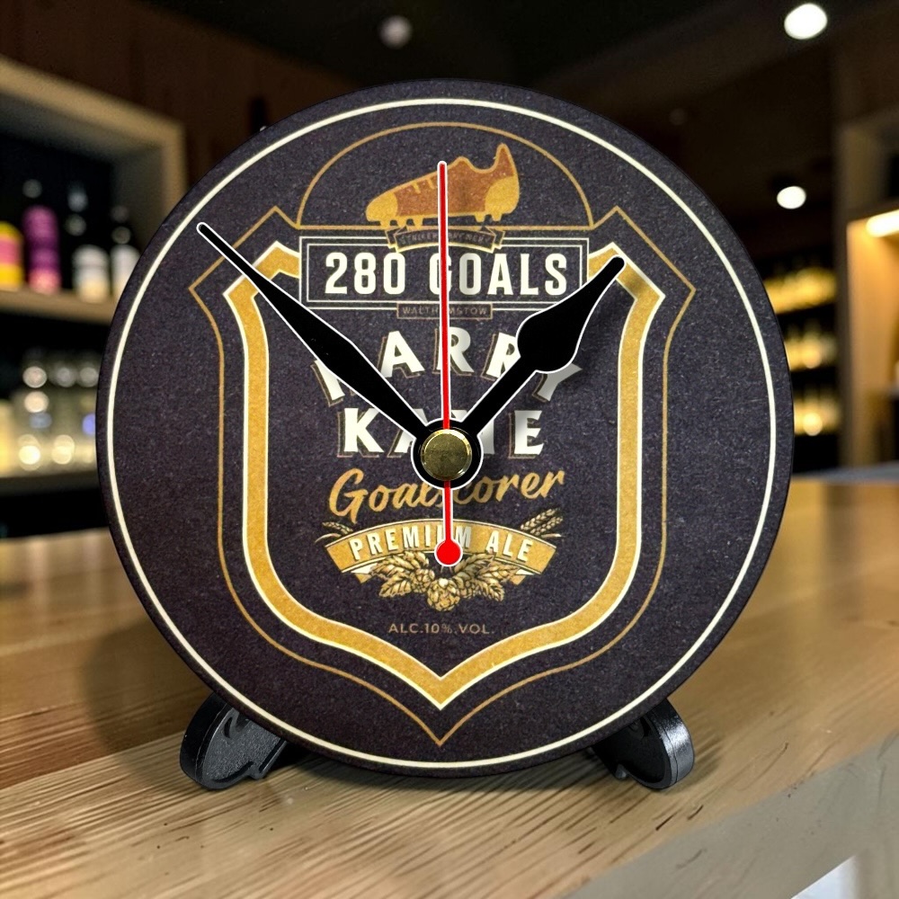 Tottenham Hotspur Novelty Upcycled Beer Mat Clocks With Display Stand – Harry Kane