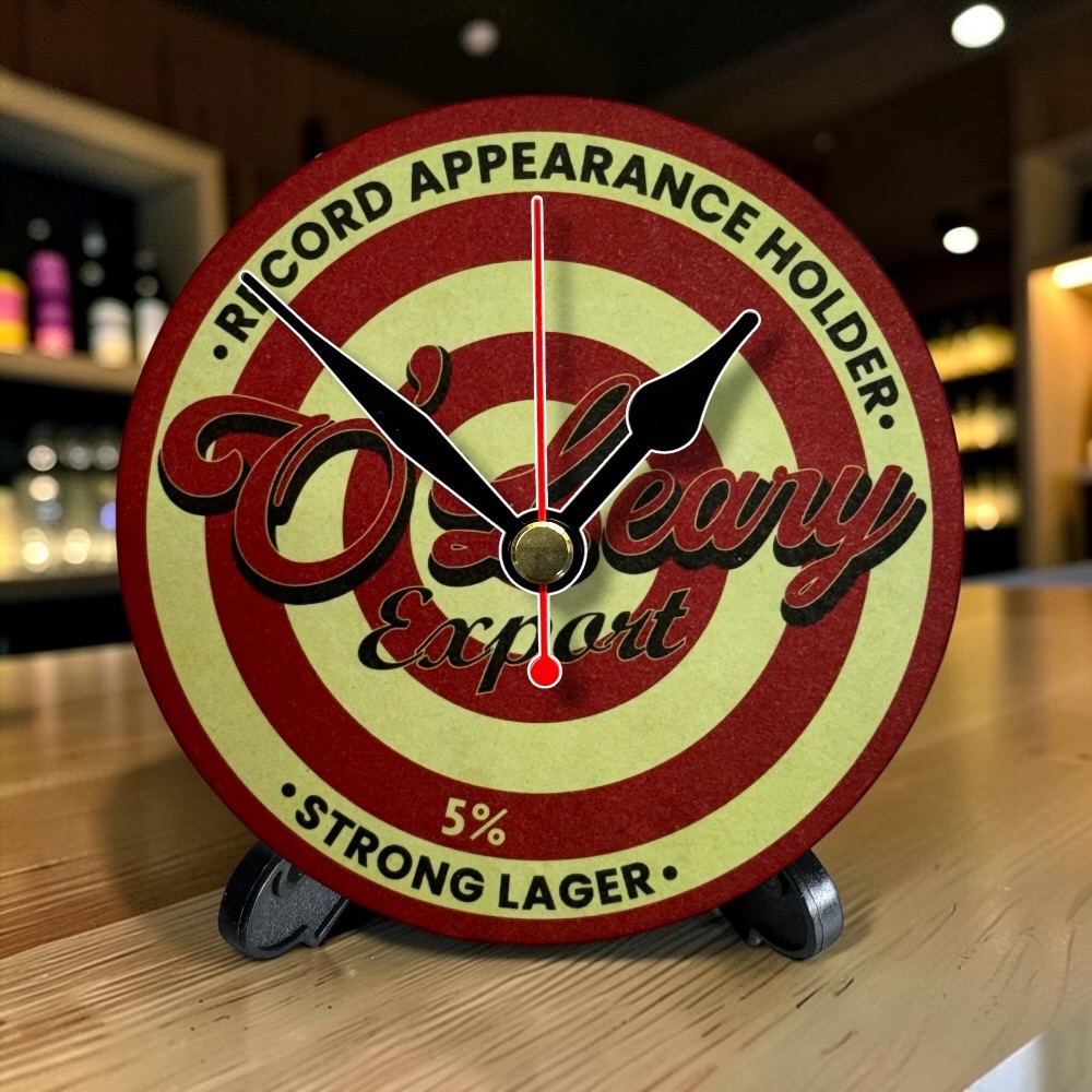 Arsenal Novelty Upcycled Beer Mat Clocks With Display Stand – David O'Leary