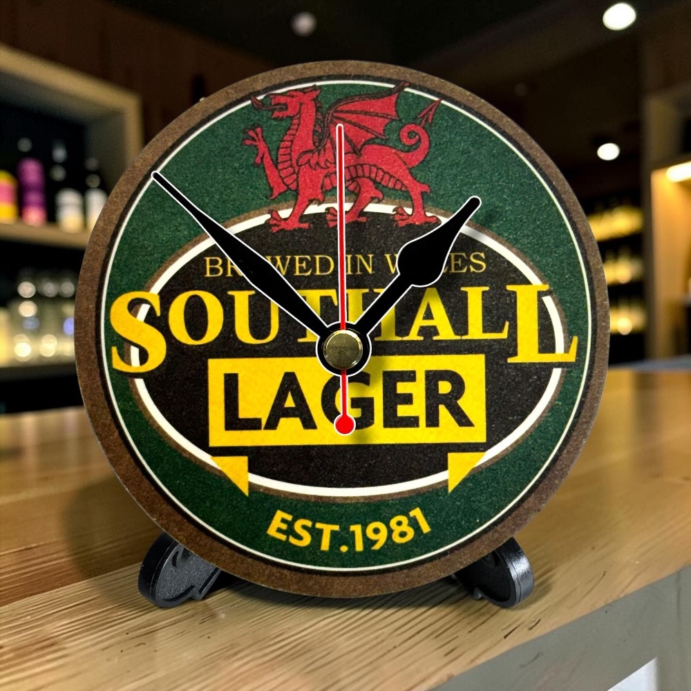 Everton Novelty Upcycled Beer Mat Clocks With Display Stand – Southall
