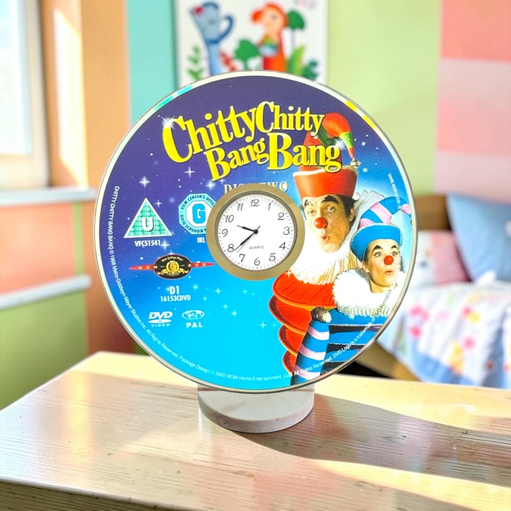 Novelty Desktop Uncycled DVD Clock With Fixed Gold Insert - Chitty Chitty Bang Bang Disc 2