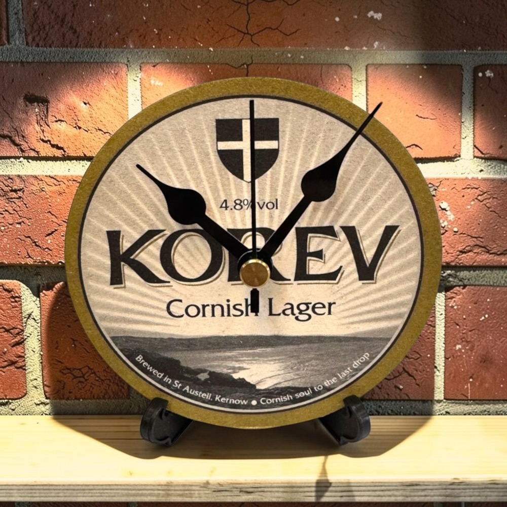 Novelty Beer Mat Clocks With Display Stand – Korev Cornish Lager