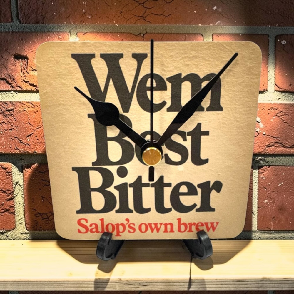 Upcycled Novelty Beer Mat Clock With Display Stand - Wem Best Bitter