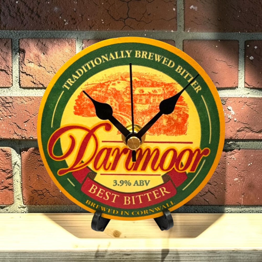 Upcycled Novelty Beer Mat Clock With Display Stand - Dartmoor Best Bitter
