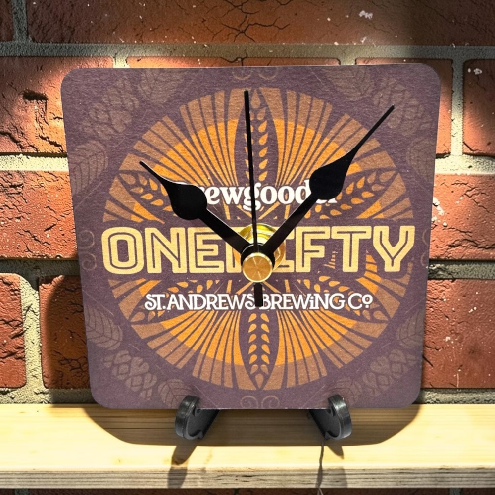 Upcycled Novelty Beer Mat Clock With Display Stand - Onefifty