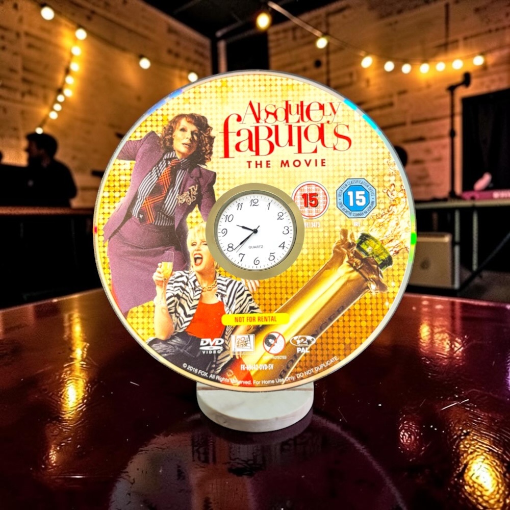 Absolutely Fabulous Novelty Desktop DVD Clock With Fixed Gold Insert - Design 3